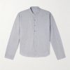 Grandad-Collar Linen and Cotton-Blend Half-Placket Shirt Grandad-Collar Linen and Cotton-Blend Half-Placket Shirt