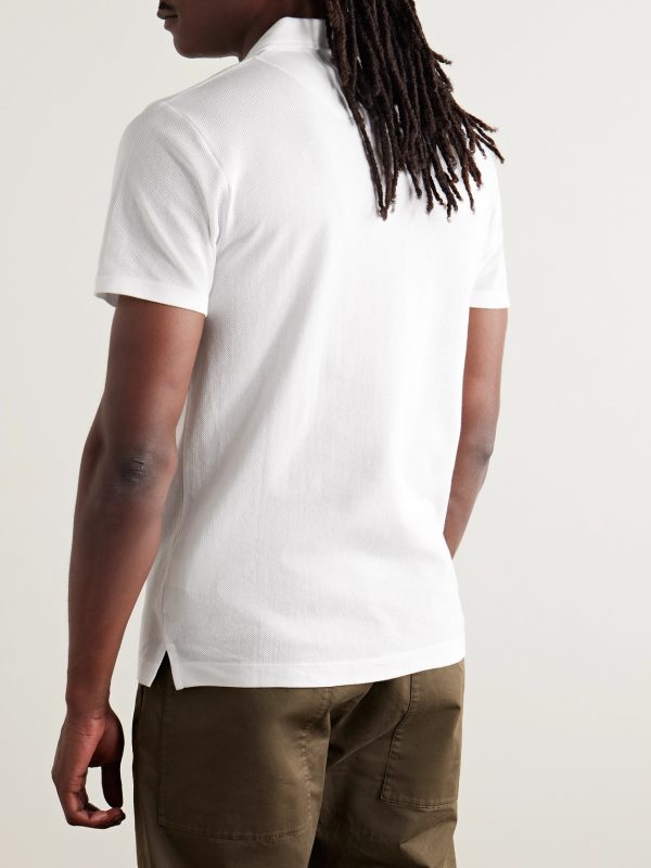 Riviera Cotton-Mesh Polo Shirt - BK Riviera Cotton-Mesh Polo Shirt - BK