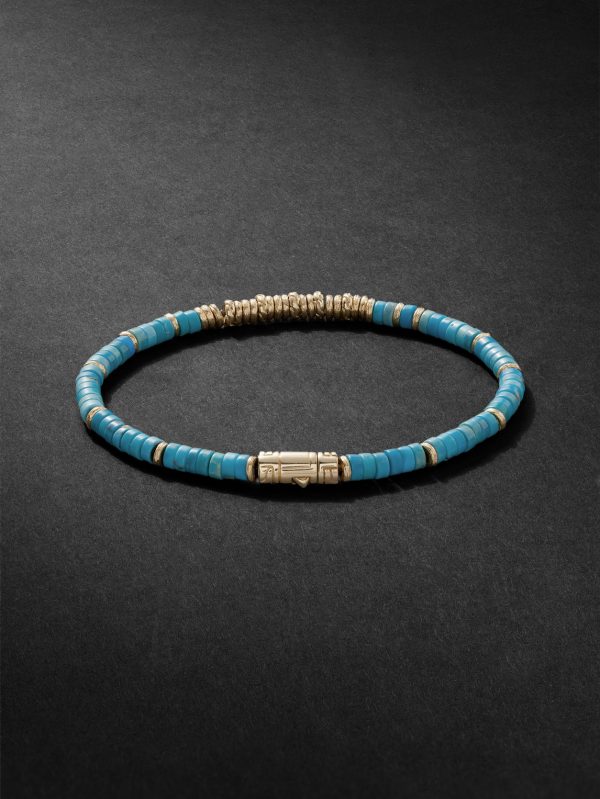 Gold Turquoise Heishi Beaded Bracelet - BK Gold Turquoise Heishi Beaded Bracelet - BK