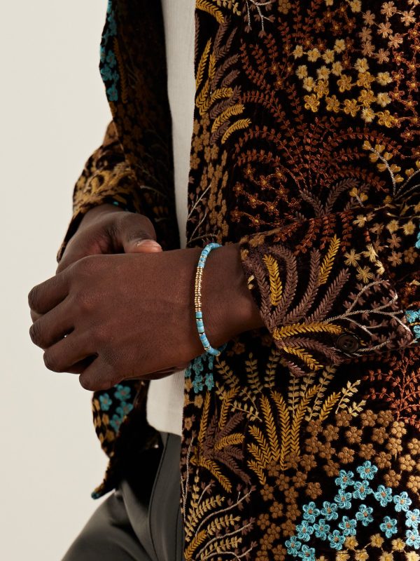 Gold Turquoise Heishi Beaded Bracelet - FR Gold Turquoise Heishi Beaded Bracelet - FR