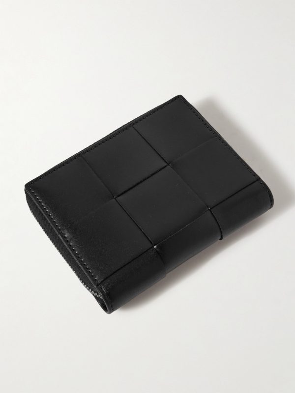 Zip-Around Intrecciato Leather Wallet - BK