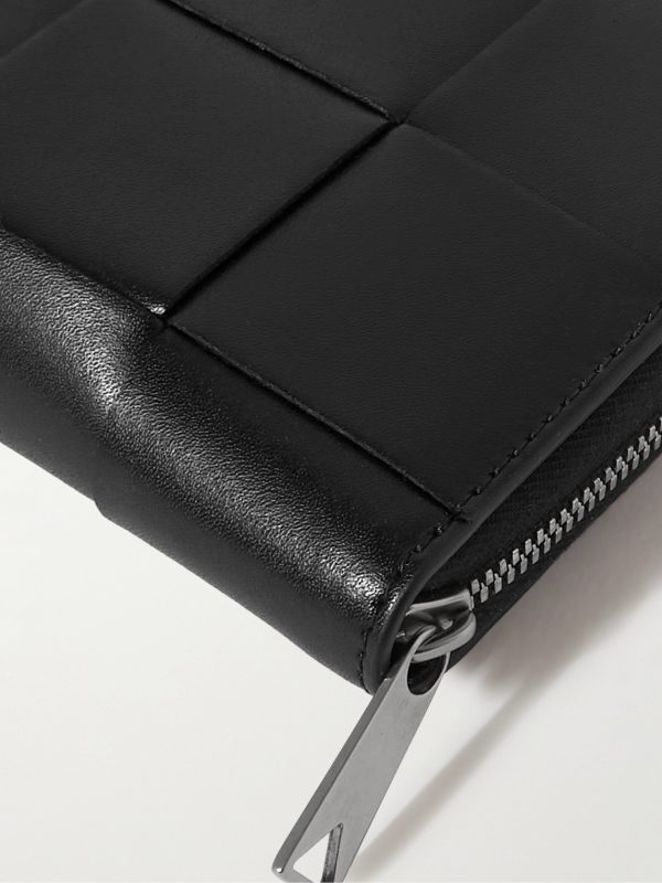 Zip-Around Intrecciato Leather Wallet - CU