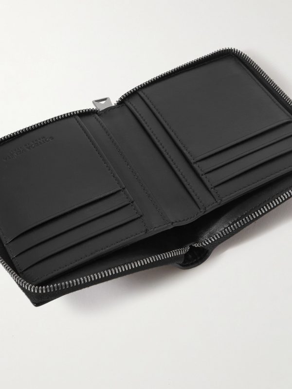 Zip-Around Intrecciato Leather Wallet - E1