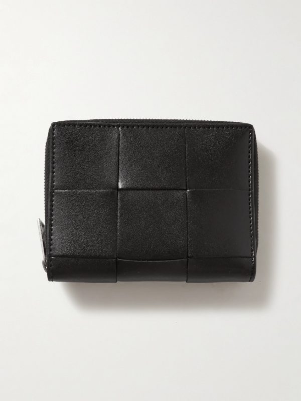 Zip-Around Intrecciato Leather Wallet