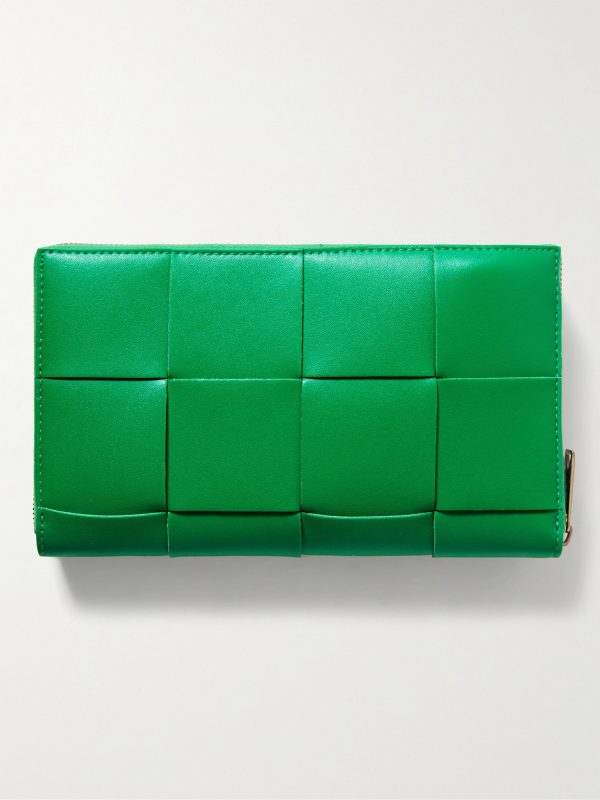 Intrecciato Leather Zip-Around Wallet - BK Intrecciato Leather Zip-Around Wallet - BK