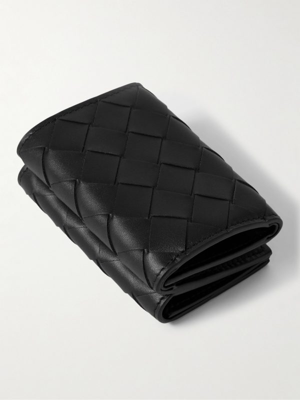 Intrecciato Leather Trifold Wallet - BK Intrecciato Leather Trifold Wallet - BK