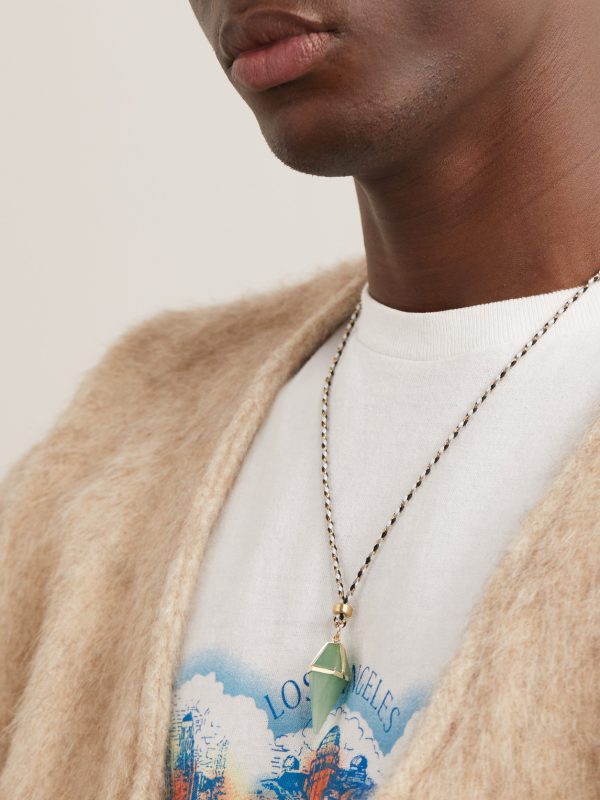 Gold, Aventurine and Cord Pendant Necklace - FR
