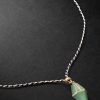 Gold, Aventurine and Cord Pendant Necklace