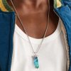Hexagon White Gold, Fluorite and Diamond Necklace - FR Hexagon White Gold, Fluorite and Diamond Necklace - FR