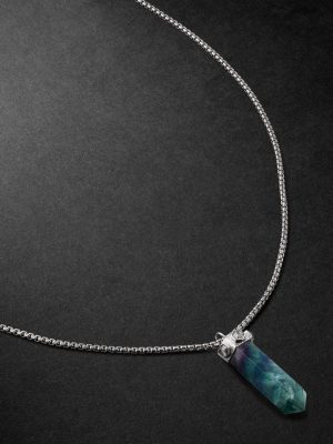 Hexagon White Gold, Fluorite and Diamond Necklace