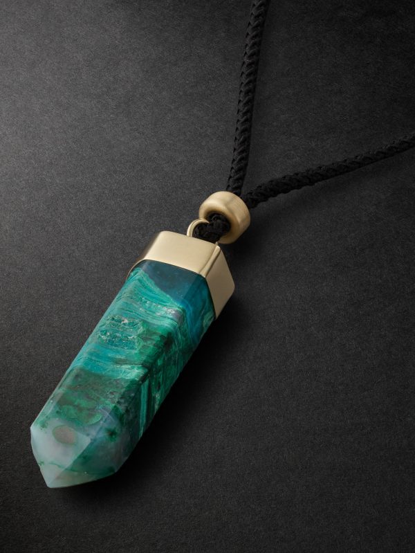 Gold, Amazonite and Cord Pendant Necklace - CU Gold, Amazonite and Cord Pendant Necklace - CU