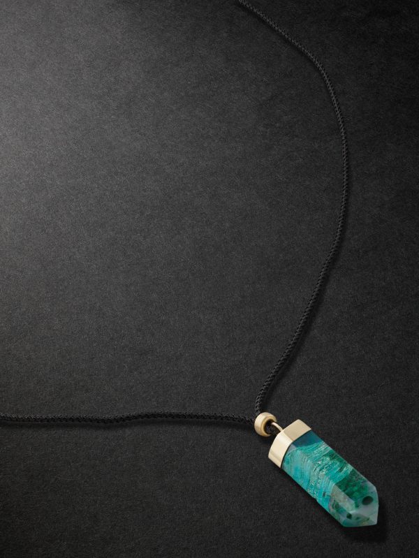 Gold, Amazonite and Cord Pendant Necklace Gold, Amazonite and Cord Pendant Necklace