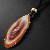 Gold, Jasper and Cord Pendant Necklace - CU Gold, Jasper and Cord Pendant Necklace - CU