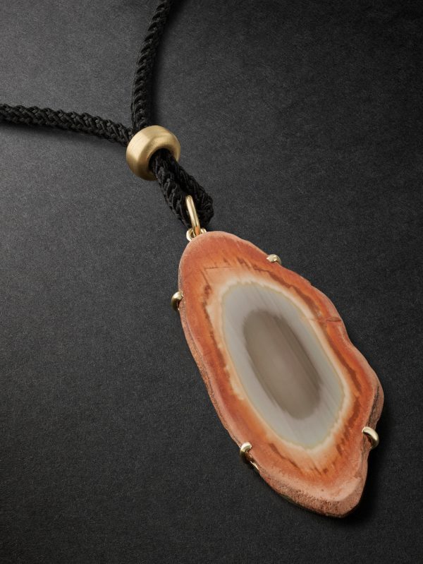 Gold, Jasper and Cord Pendant Necklace - CU
