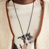 Gold, Jasper and Cord Pendant Necklace - FR