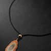 Gold, Jasper and Cord Pendant Necklace