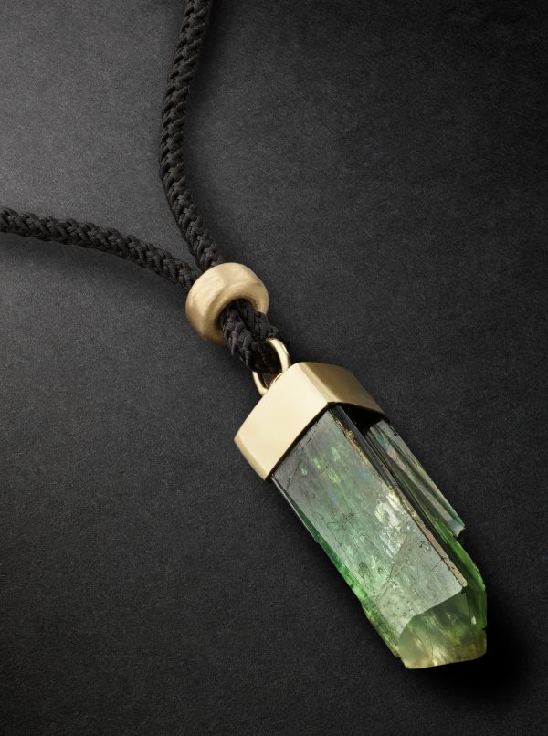 Gold, Tourmaline and Cord Necklace - CU Gold, Tourmaline and Cord Necklace - CU