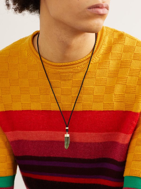 Gold, Tourmaline and Cord Necklace - FR Gold, Tourmaline and Cord Necklace - FR