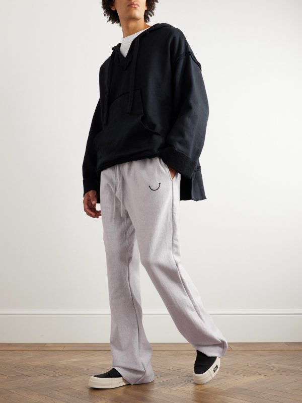 Straight-Leg Logo-Embroidered Cotton-Jersey Sweatpants - OU Straight-Leg Logo-Embroidered Cotton-Jersey Sweatpants - OU