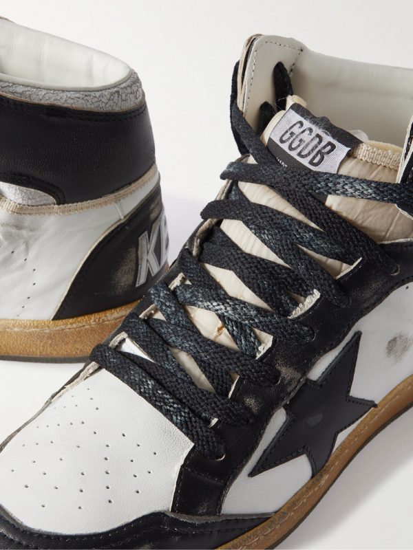 Sky Star Suede-Trimmed Distressed Leather High-Top Sneakers - CU Sky Star Suede-Trimmed Distressed Leather High-Top Sneakers - CU
