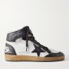 Sky Star Suede-Trimmed Distressed Leather High-Top Sneakers Sky Star Suede-Trimmed Distressed Leather High-Top Sneakers