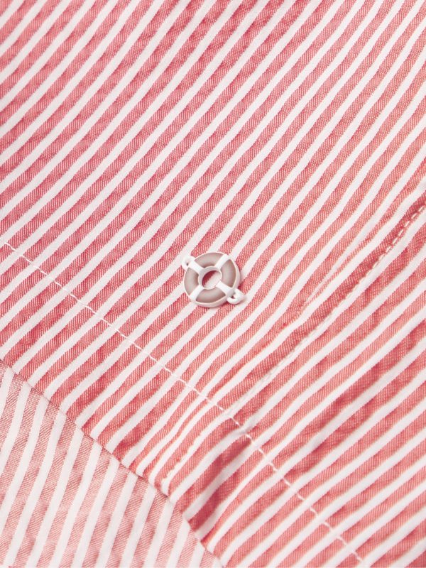 Schooner Straight-Leg Mid-Length Striped Seersucker Swim Shorts - E1