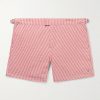 Schooner Straight-Leg Mid-Length Striped Seersucker Swim Shorts