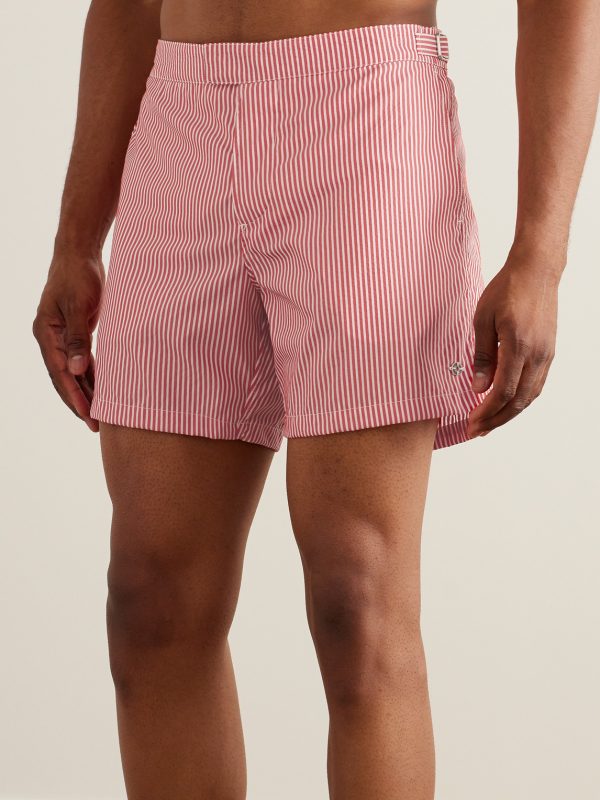 Schooner Straight-Leg Mid-Length Striped Seersucker Swim Shorts - OU