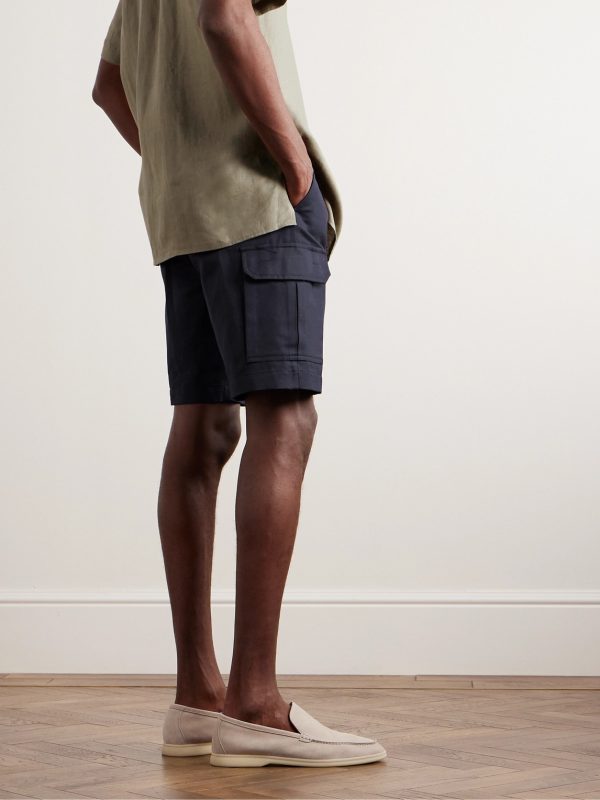 Straight-Leg Cotton and Linen-Blend Cargo Shorts - BK