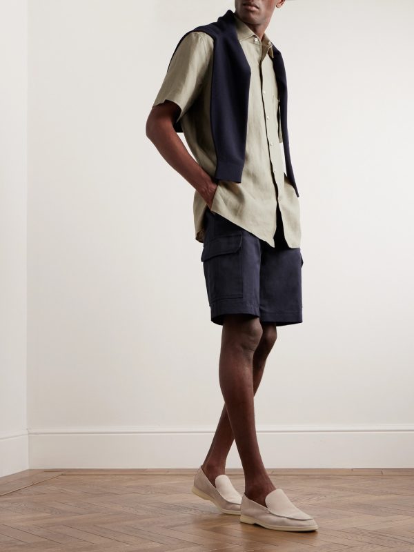 Straight-Leg Cotton and Linen-Blend Cargo Shorts - OU