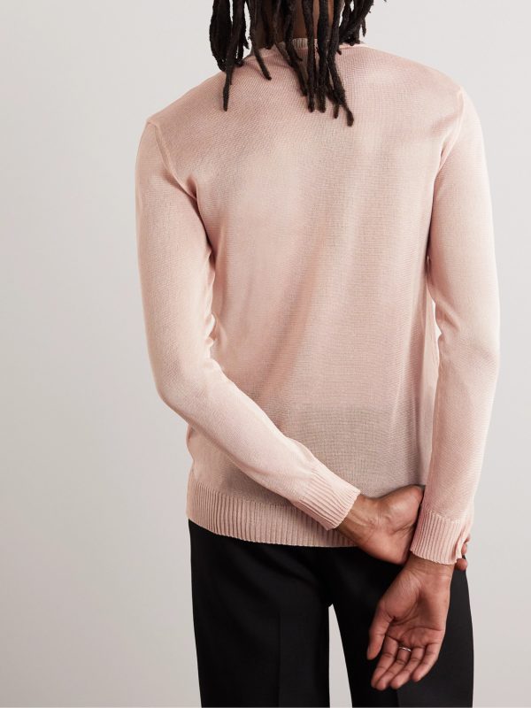 Slim-Fit Silk Sweater - BK Slim-Fit Silk Sweater - BK