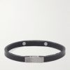 Leather and Palladium Bracelet - BK Leather and Palladium Bracelet - BK