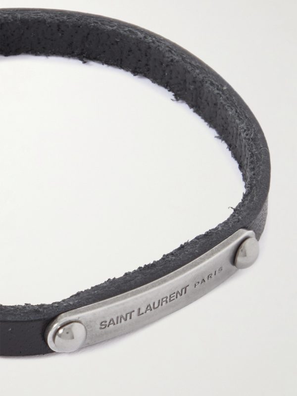 Leather and Palladium Bracelet - CU Leather and Palladium Bracelet - CU