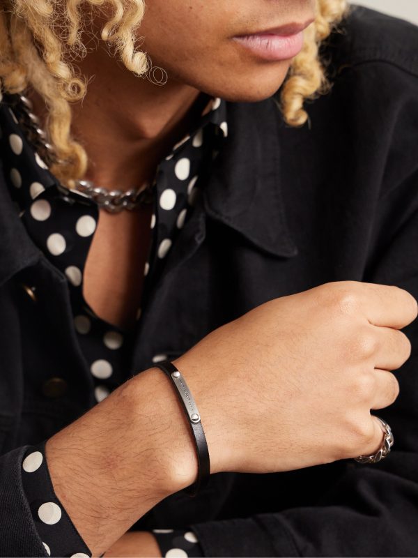 Leather and Palladium Bracelet - FR Leather and Palladium Bracelet - FR