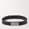 Opyum Leather and Silver-Tone Bracelet - BK Opyum Leather and Silver-Tone Bracelet - BK