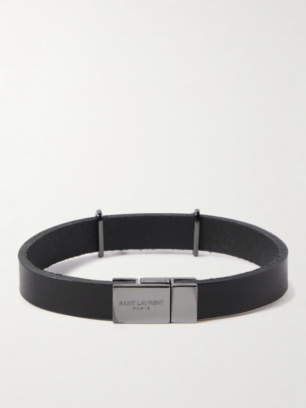 Opyum Leather and Silver-Tone Bracelet - BK Opyum Leather and Silver-Tone Bracelet - BK