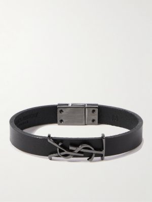Opyum Leather and Silver-Tone Bracelet Opyum Leather and Silver-Tone Bracelet
