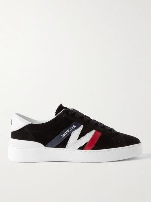Monaco M Leather-Trimmed Suede Sneakers Monaco M Leather-Trimmed Suede Sneakers