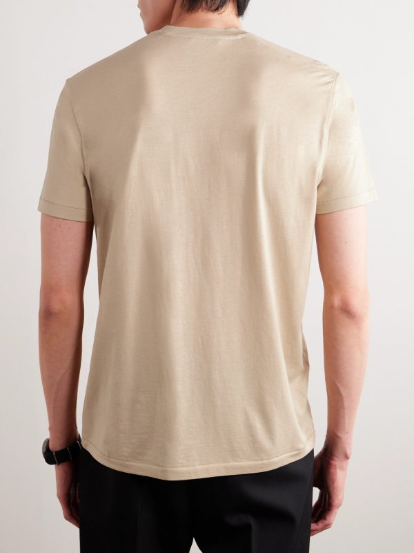 Logo-Embroidered Lyocell and Cotton-Blend Jersey T-Shirt - BK Logo-Embroidered Lyocell and Cotton-Blend Jersey T-Shirt - BK
