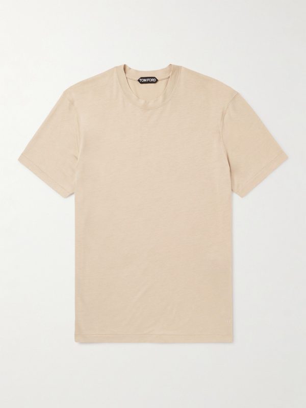 Logo-Embroidered Lyocell and Cotton-Blend Jersey T-Shirt Logo-Embroidered Lyocell and Cotton-Blend Jersey T-Shirt