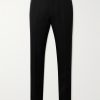 Straight-Leg Pleated Satin-Trimmed Grain De Poudre Wool and Mohair-Blend Tuxedo Trousers Straight-Leg Pleated Satin-Trimmed Grain De Poudre Wool and Mohair-Blend Tuxedo Trousers