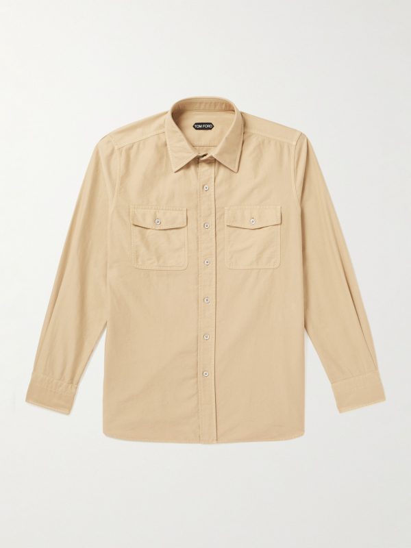 Panama Garment-Dyed Brushed-Cotton Shirt