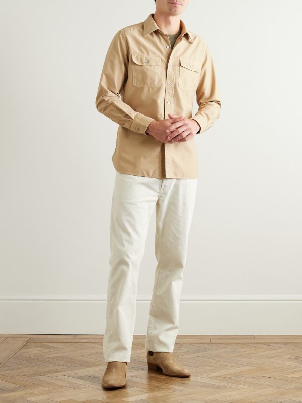 Panama Garment-Dyed Brushed-Cotton Shirt - OU