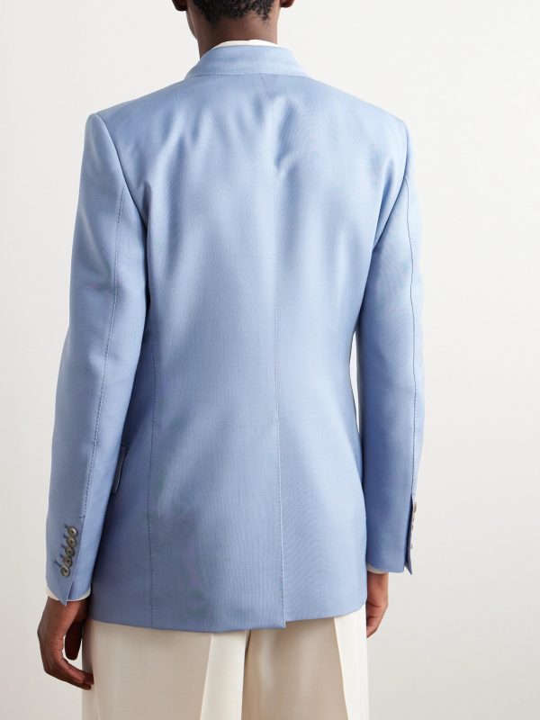Atticus Double-Breasted Mohair and Wool-Blend Suit Jacket - BK Atticus Double-Breasted Mohair and Wool-Blend Suit Jacket - BK