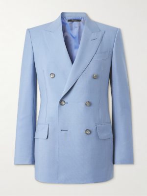 Atticus Double-Breasted Mohair and Wool-Blend Suit Jacket