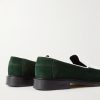 Suede and Croc-Effect Leather Loafers - BK Suede and Croc-Effect Leather Loafers - BK