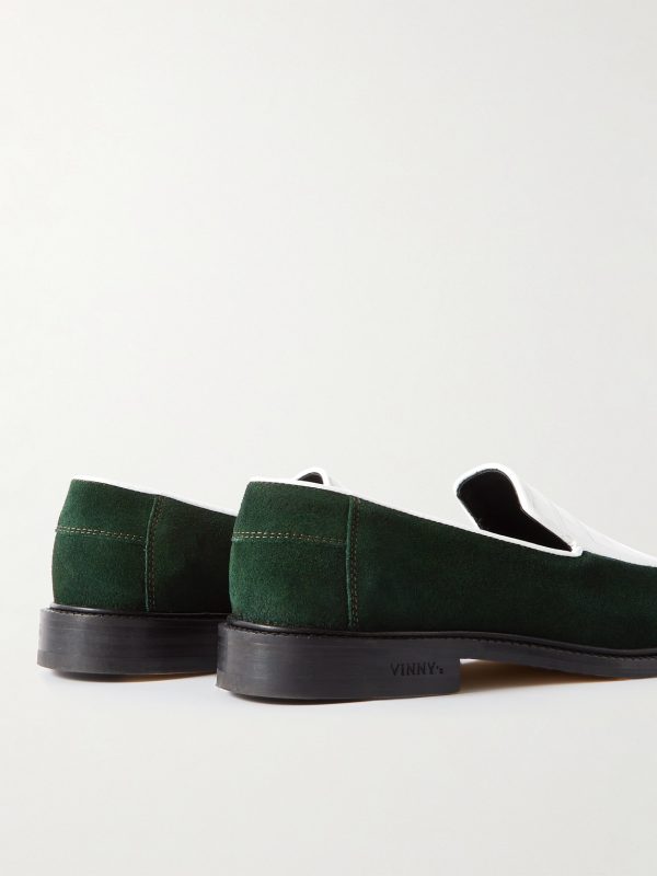 Suede and Croc-Effect Leather Loafers - BK Suede and Croc-Effect Leather Loafers - BK