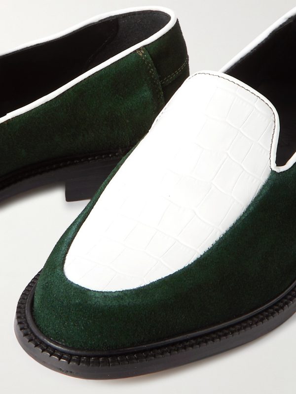 Suede and Croc-Effect Leather Loafers - CU Suede and Croc-Effect Leather Loafers - CU