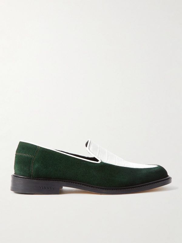 Suede and Croc-Effect Leather Loafers Suede and Croc-Effect Leather Loafers