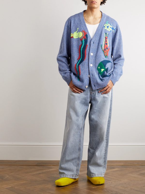 Sealife Jacquard-Knit Cashmere Cardigan - OU Sealife Jacquard-Knit Cashmere Cardigan - OU